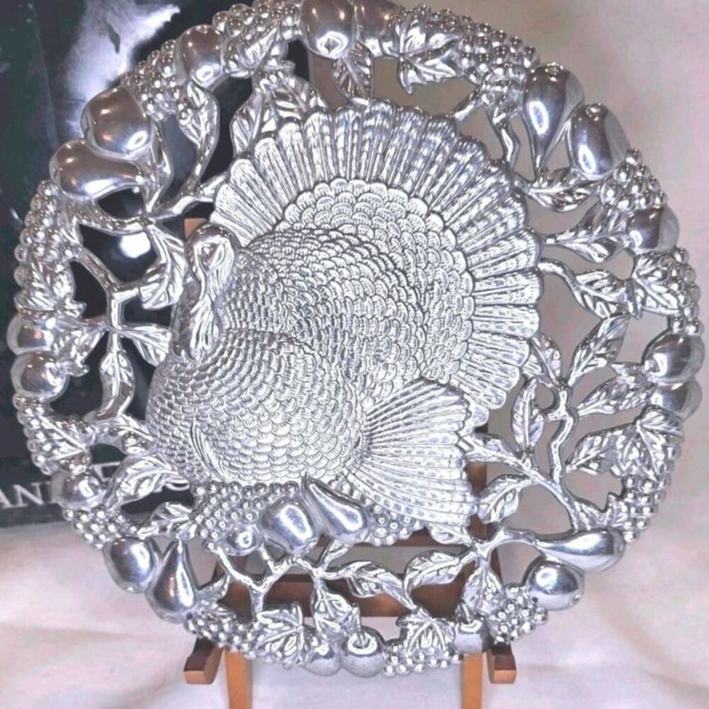 Vintage 2000s Fitz & Floyd Harvest Turkey Metal Trivet 8" Thanksgiving NIB Box